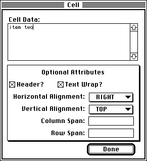 Table Cell Editor